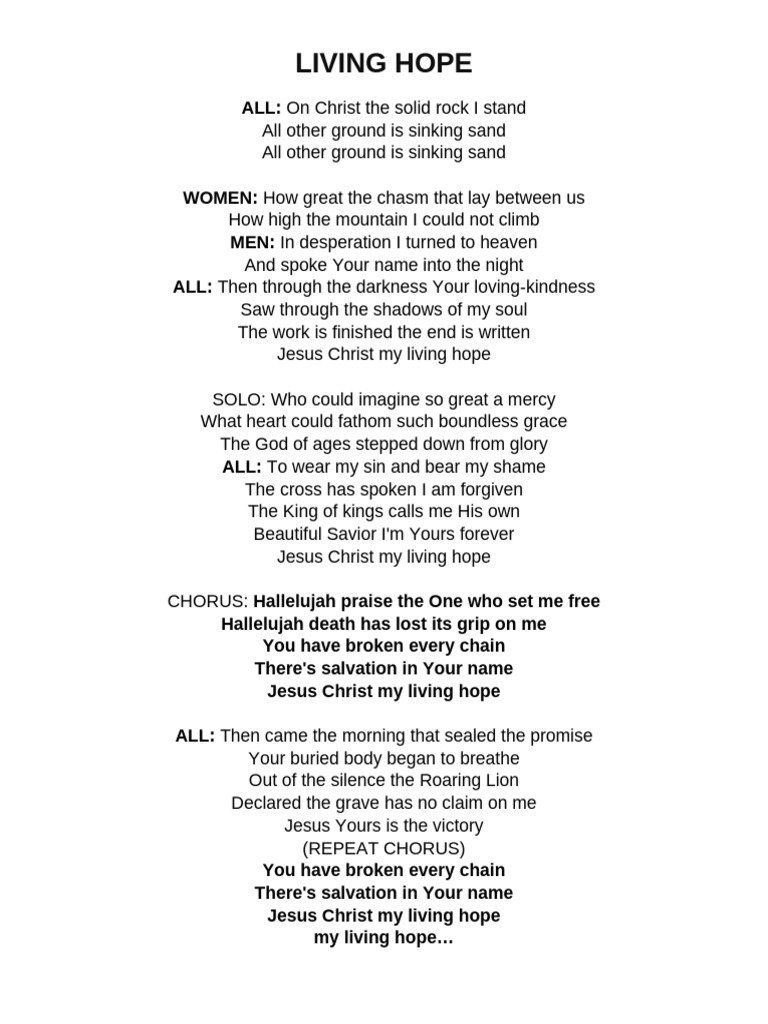 Explore The Power Of Living Hope Lyrics